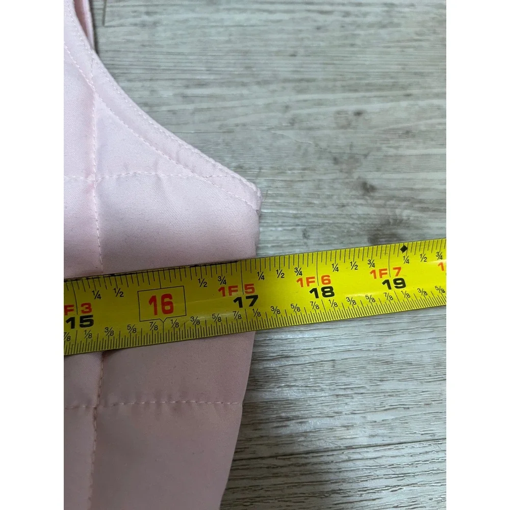 Lauren Ralph Lauren Quilted Belted Vest Pink Sleeveless Zip Front Pockets Womens